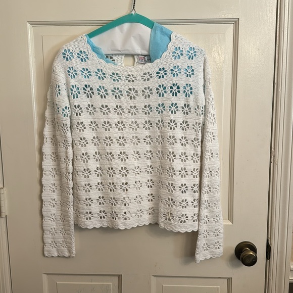 Red Valentino Crochet-knit Cotton Top White size Large - Picture 6 of 10